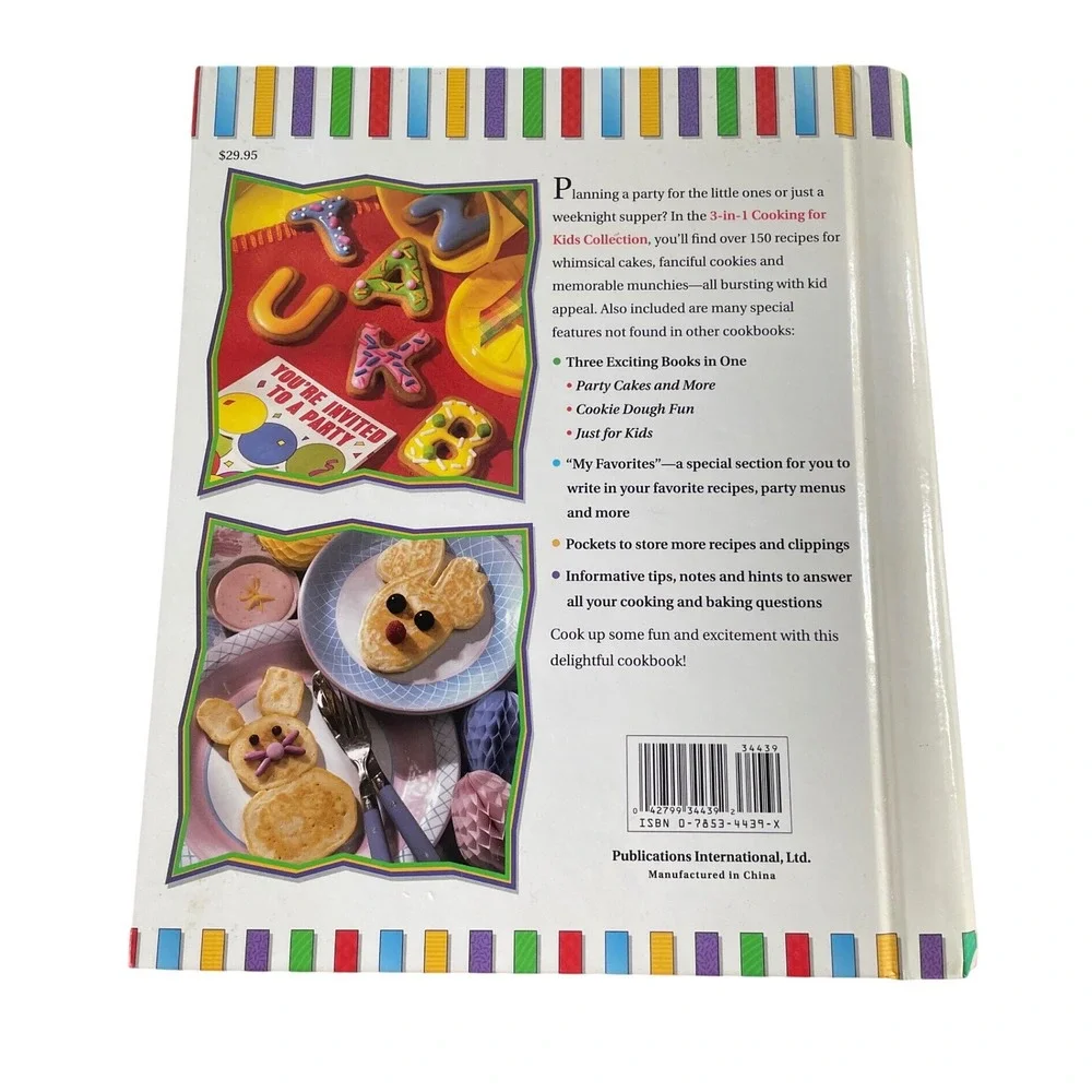 Cooking for Kids Collection 3 Cookbooks in 1 Party Cakes Cookie Dough Fun Book